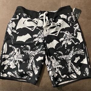 NWT M Batman V Superman Dawn Of Justice Board Shorts Swim Trunks DC Comics Movie